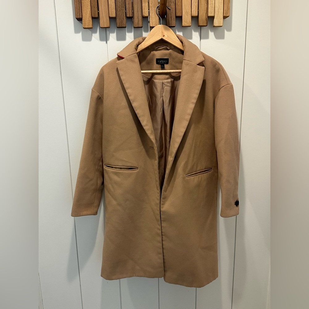 Topshop Women’s Camel Wool Blend Overcoat